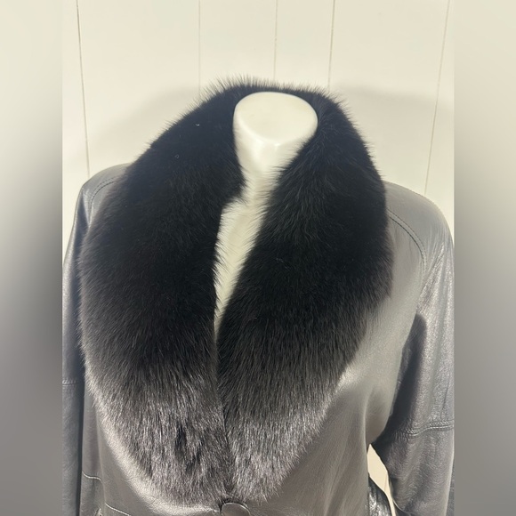 VTG Katie Full Length Womens Sz M Soft Leather Coat With Fox Lined Collar Belted - Picture 9 of 16